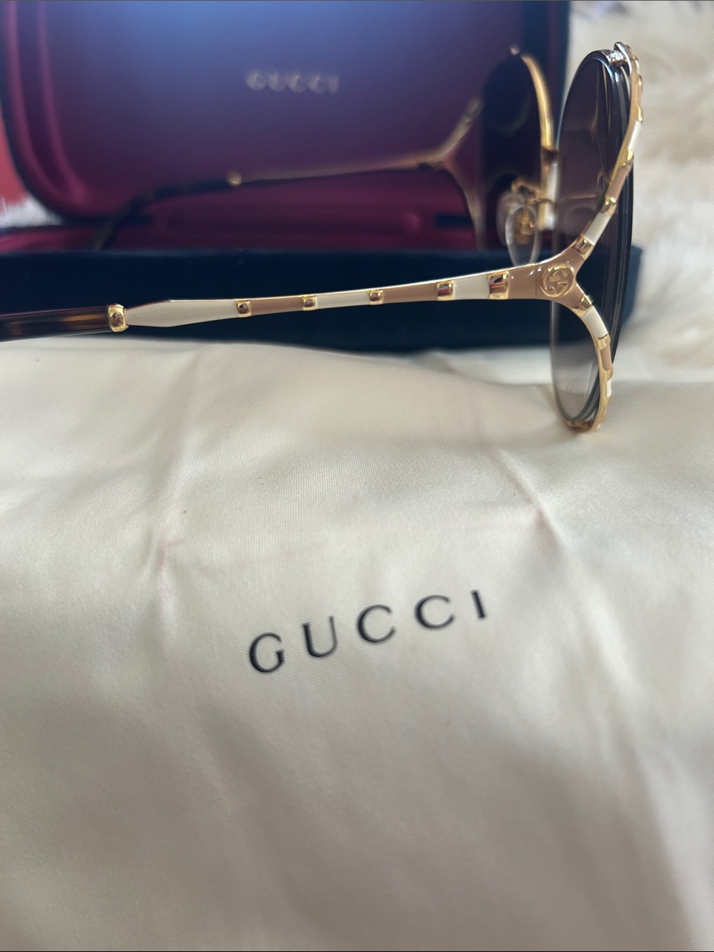 GUCCI Round GG0595S Gold Gradient Brown Sunglasses $595 Retail - Picture 11 of 16